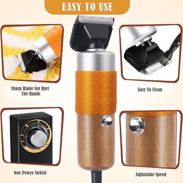 Електричний тепихарський ножик з регулюванням глибини зрізу, машинка для стрижки собак, 6 швидкостей, для тварин та килимів (Помаранчевий)