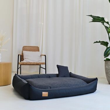 Ліжко для собак Odolplusz XXL, 120x90 см - знімний, водонепроникний чохол, зручний кошик для великих та середніх собак, миється та міцне, Графіт, 80 x 120 x 20 см