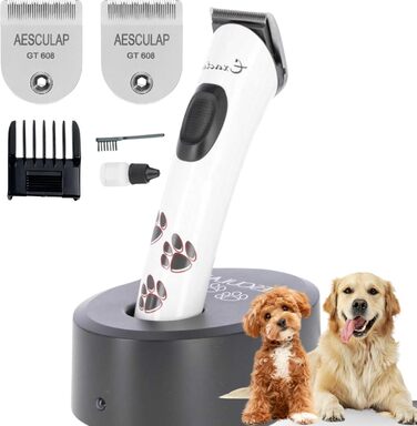 Машинка для стрижки собак Agrarzone Edition Aesculap Exacta, біла - з запасним лезом, триммер для лап, тиха, без вібрації, легка