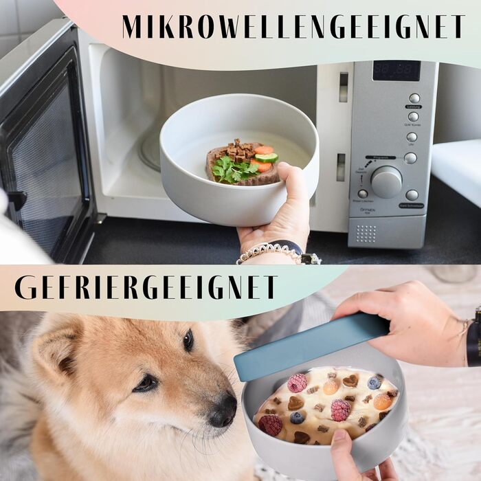 Миска для собак Ne&no® Silikon 1200 мл з кришкою | Безпечна, неслизька, для малих та середніх собак | Набір миски та кришки (сталево-блакитний)