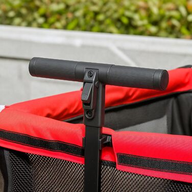 PawHut 2-в-1 візок для собак та котів, розкладний, до 30 кг, з подушкою, сітковими віконцями, 2 дверима та сумкою для зберігання (Червоний)