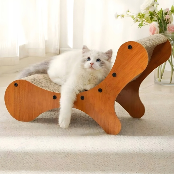 Низька картонна дряпалка для великих котів, коричнева, до 60 см