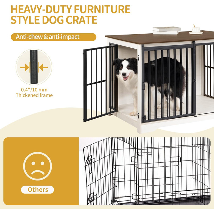 Будиночок для собаки Hzuaneri 100 см з дверцятами, дерев'яний, для дому, біло-коричневий