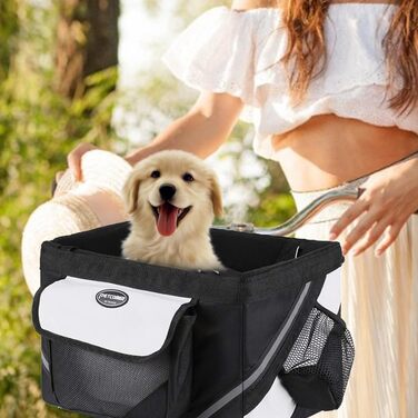 Кошик для собак на велосипед, переднє сидіння, для перевезення тварин (котів, кроликів), чорний, водонепроникний