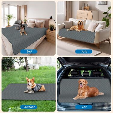 Водонепроникний коврик для собак Nobleza, захист дивану та ліжка, для подорожей, 178 x 76 см, сірий