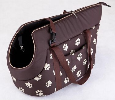 Транспортна сумка для собак і котів, переноска, сумка-переноска (бежева з принтом лапок)
