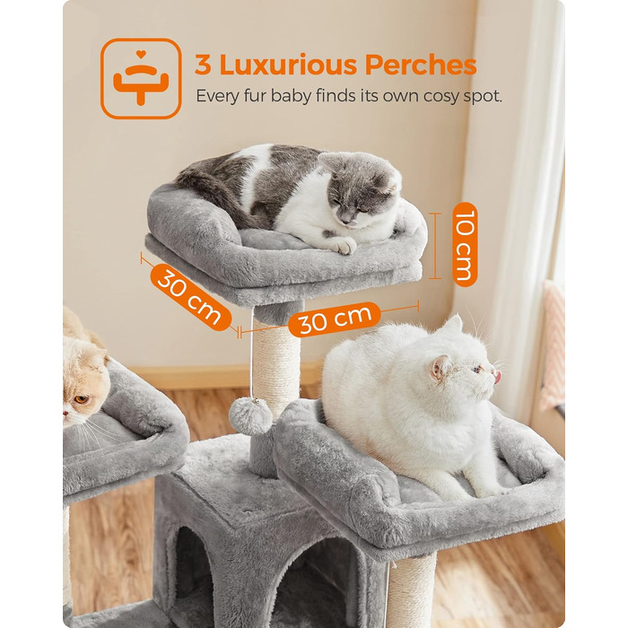 Дряпак Feandrea XXL для котів, 169 см, світло-сірий, модель PCT019W01
