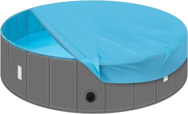 Складний басейн для собак EUGAD 120x30 см, з кришкою, нековзкий, для середніх порід, ПВХ, синьо-сірий