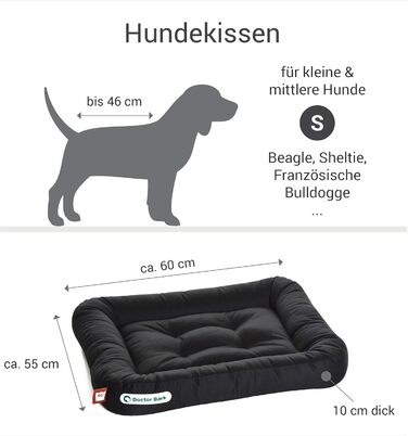 Ортопедична подушка для собак Doctor Bark, 60x55 см, чорна. Зручна, гігієнічна, міцна, 95°C.