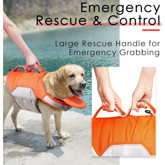 Жилет рятувальний для собак ThinkPet, помаранчевий, розмір L, з регулюванням та світловідбиваючими елементами