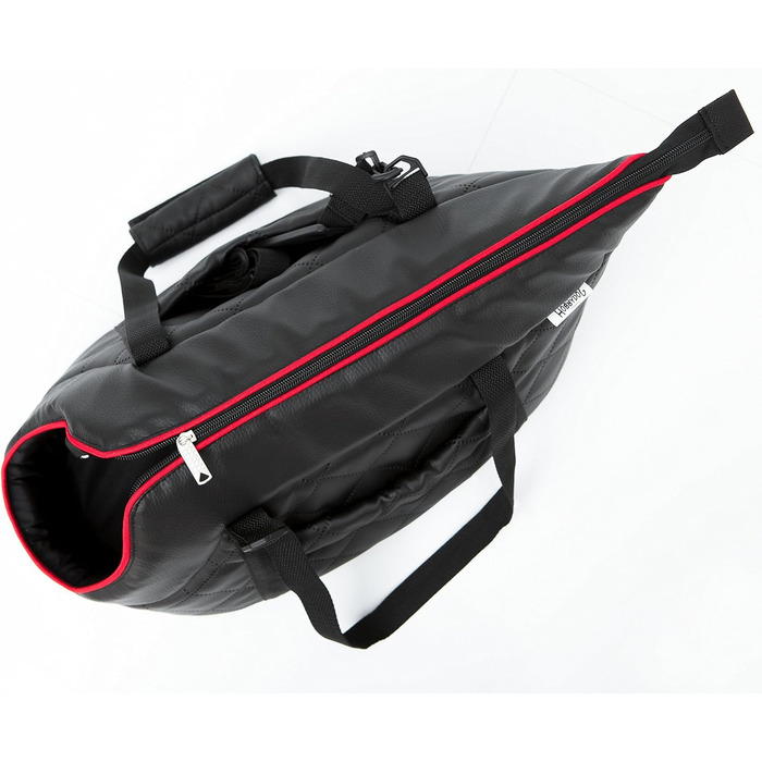 Чорна сумка-переноска для собак та котів до 5 кг з екошкіри (25 x 50 x 27 см)