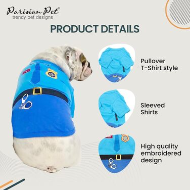 Костюм поліцейського для собак Parisian Pet Officer Woof, розмір L | Веселий костюм на Хелловін для тварин