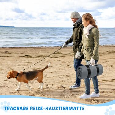 Водонепроникний килимок для собак Lohofrnny 110 x 68 см, потовщений, м'який, пральний, для подорожей, кемпінгу, відпочинку на природі (Оливковий, Сірий)