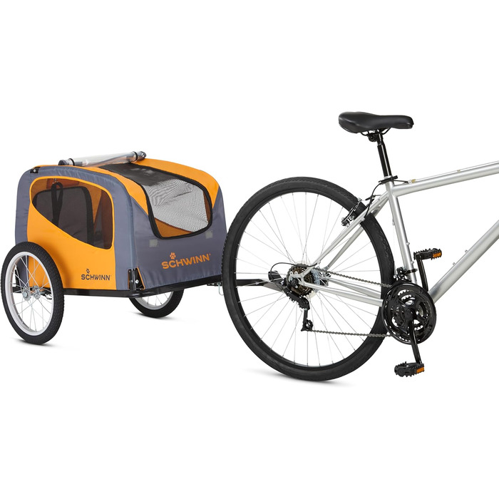 Причіп для собак Schwinn Rascal до велосипеда, складаний, для малих і великих собак, з універсальним з'єднувачем, знімними колесами та регулюванням