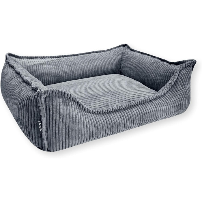 М'яке собаче ліжко 80x60 см з ортопедичною піною Memory Foam, Cord, Hugo Premium-LINE, для маленьких собак, знімний чохол, темно-сірий