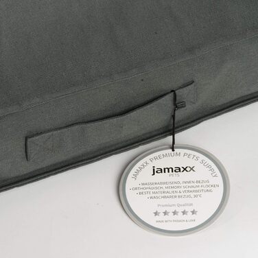 JAMAXX Преміум подушка для собак - ортопедична, з пінополіуретановими гранулами, знімний водонепроникний чохол, собаче ліжко з канвас-чохлом PDB1007 (S) 65x50 сірий, розмір L 65 x 50 x 30 см сірий
