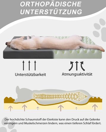 Ортопедичне ліжко для собак 58x43 см, знімний чохол з екошкіри, подушка для собак, матрац для собак, комфортне та прохолодне для внутрішнього та зовнішнього використання, сірого кольору (L58xB43xH7 см)