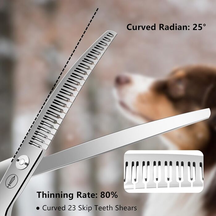 Ножиці для грумінгу собак HASHIMOTO, 42 зубці, витончене прорідування (50%), 17.8 см, легкі, для швидкого видалення об'єму та природного вигляду