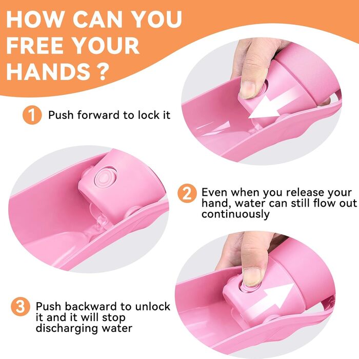 Водяна пляшка для собак 765 мл з нержавіючої сталі, витокозахисна, рожева - для подорожей, прогулянок та активного відпочинку