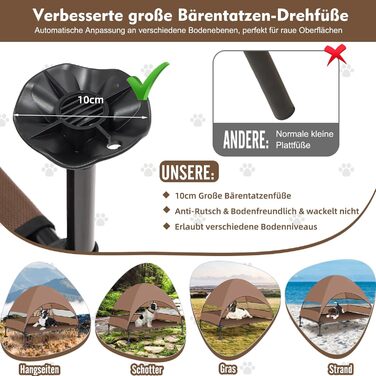 Лежанка для собак Snagle Paw з дахом, піднятий дизайн - стабільне ліжко для собак з антиковзними ніжками, широка тінь - водонепроникна для великих собак, для дому/на вулицю, кемпінг та сад, коричнева, 106 x 84 x 76 см