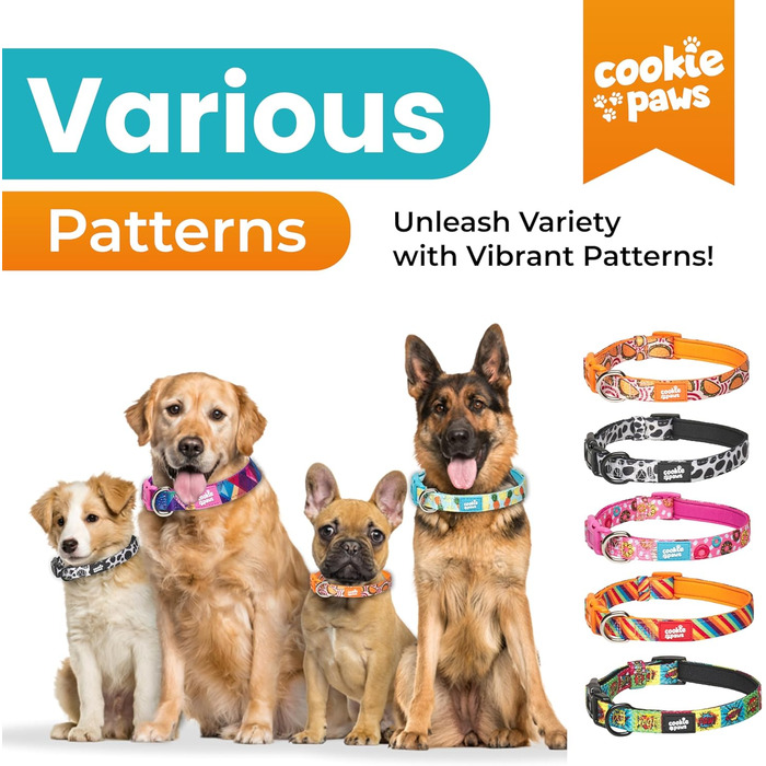 Cookie Paws м'який неопреновий нашийник для малих собак, зручний, регульований, із швидкою застібкою, довговічний, дихаючий, легкий у догляді, стильний, рожево-фіолетовий