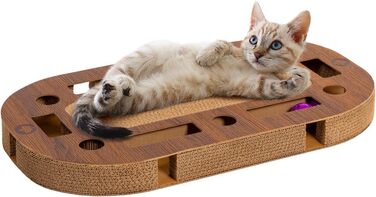 Інтерактивний ігровий майданчик для котів CanadianCat PlayPlate 65x35x5,8 см з інтегрованим картонним кігтеточкою, дерев'яний дизайн