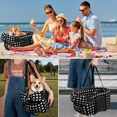 Автокрісло для собак - підставка для тварин у машину, з ременем безпеки та м'яким сидінням, чорний (до 6,8 кг)