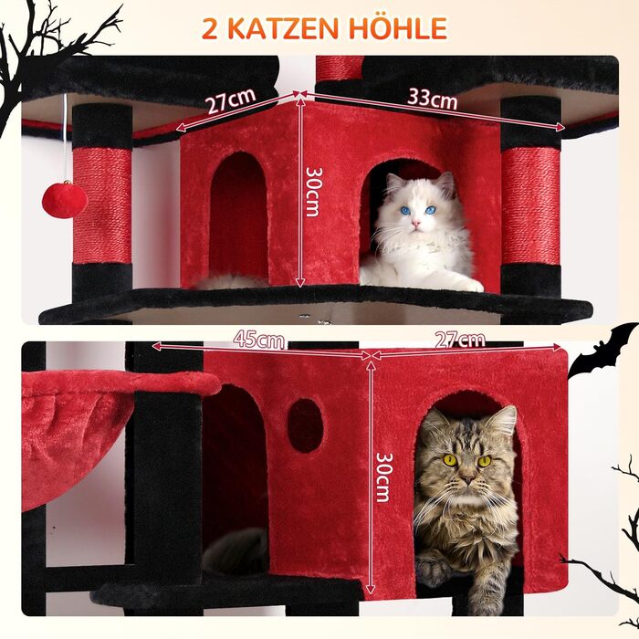 Драбина-будинок для котів Globlazer XXL 209 см з 3 сидіннями, 2 будиночками, 2 кошиками та великою платформою. Стабільна, для 3-5 котів.