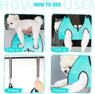 Гамак для грумінгу собак ATESON - гамачок для догляду за шерстю з підвіскою для стрижки нігтів (XXL до 54,4 кг), петля для обрізки нігтів, гамак для собак для стрижки нігтів з обрізачем XXL для великих собак 120 фунтів, зелений