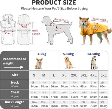 Дощовик для собак PETCUTE з капюшоном, водонепроникний, з світловідбиваючими смугами, регульований, для малих, середніх та великих собак, рожевий S
