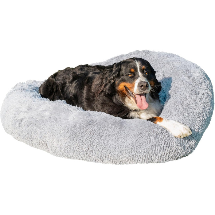 Кругле ліжко для собак та котів, 120 см, сріблясто-сірий колір. Зручне, м'яке, ручної роботи, можна прати.