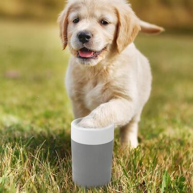 Миска для миття лап тварин, портативна мийка для лап з м'якою щіткою, інструмент для чищення лап собак/кішок (сірий)