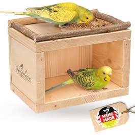 Дерев'яний будиночок Vogelgaleria® для птахів – спальне та захисне житло для клітки або вольєра, аксесуар для хвилястих папуг, агапорнісів, корел, дерев'яний будиночок для птахів