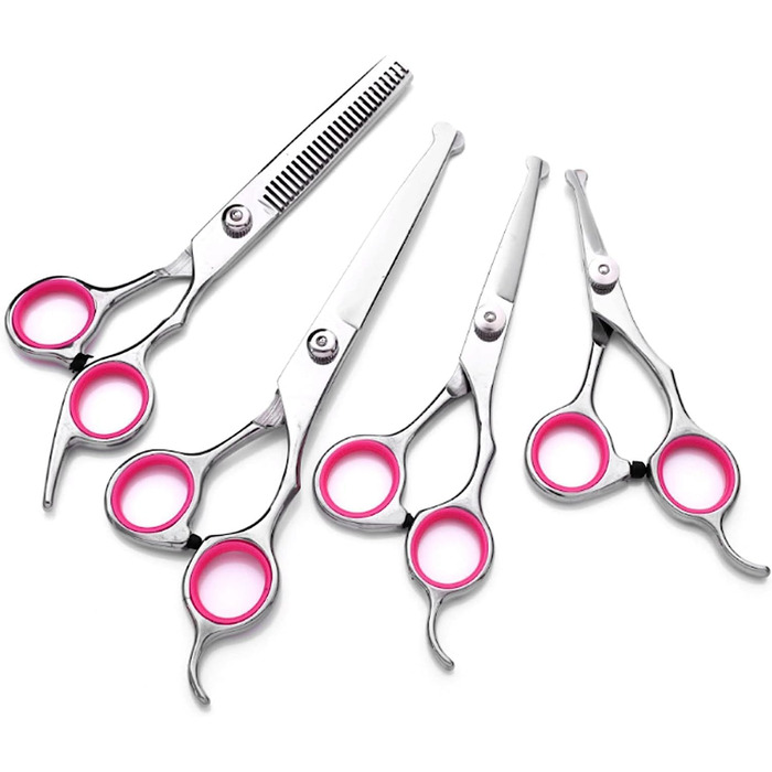Набір ножиць для грумінгу собак та котів: прямі, зігнуті, з нержавіючої сталі