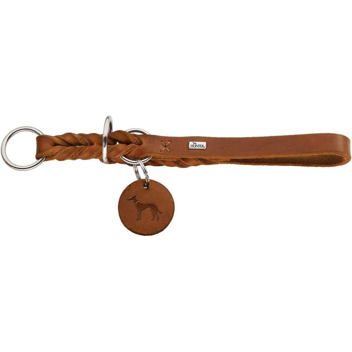 HUNTER Dressurhalsung SOLID EDUCATION: шкіряний сідловий ремінь для тренувань, колір cognac, розмір M-L, Made in Germany