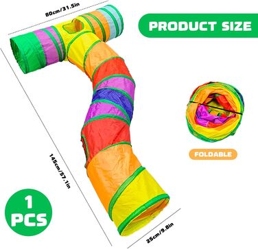 Туннель для котів Durdiiy S-подібний, розкладний, ігровий комплекс, лабіринт, для кошенят та дорослих котів, для дому та вулиці