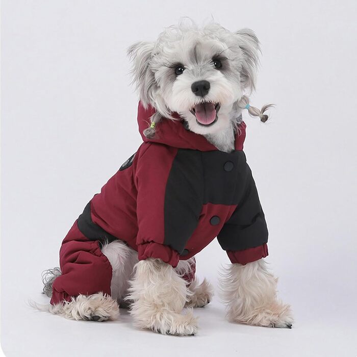 Зимові куртки для собак, маленьких та середніх порід, з капюшоном, водонепроникний фліс, регульований шнурок (Червоний, XL)