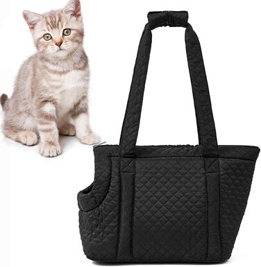 Сумка-переноска для собак та котів | Сумка з бавовни для маленьких собак, зимова переноска для собак, портативна та легка для кошенят, цуценят та котів (Чорна)