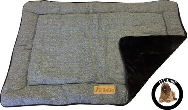 Ліжко для собак Ellie-Bo Wende, Tweed та штучне хутро, для переносних кліток розміру M, 76 см (Чорний, L - [L87 x W57 x H3cm])