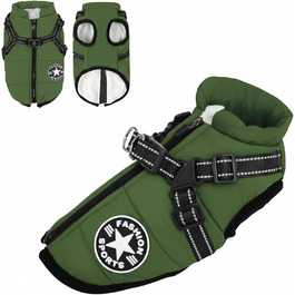 Водонепроникний собачий дощовик Extreme 2.0, зимова куртка для собак маленьких та середніх порід з відстібаним шлейкою та флісовою підкладкою (Оливковий, 4XL)