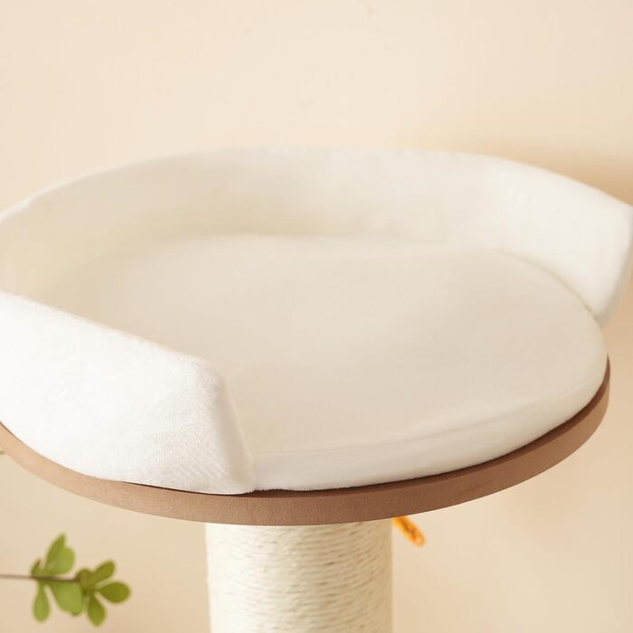 Кігтеточка для котів CareCooo 135 см з товстими стійкими стовпчиками, з будиночком, захистом від перекидання, з сизалю, водонепроникна, для великих котів, коричнево-біла