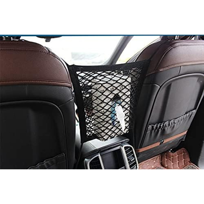 Сітчаста перегородка для собак у машину, універсальна для передніх сидінь, з 2 кишенями для зберігання