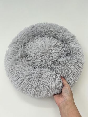 М'яке ліжко для собак та котів Donut, кругле, світло-сіре, Ø 40 см, з плюшу, миється, не слизьке