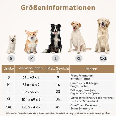 Ортопедичне ліжко для собак JOEJOY, 61x43x9 см, сіре - м'яке, з неслизьким дном