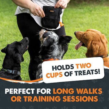 Футляр для ласощів Mighty Paw для собак, 2.0 | Сумка для тренування собак - Лотік для собак - Пет тренінг, сумка для ласощів з ремінцем - Магнітна застібка (Помаранчевий/Чорний)