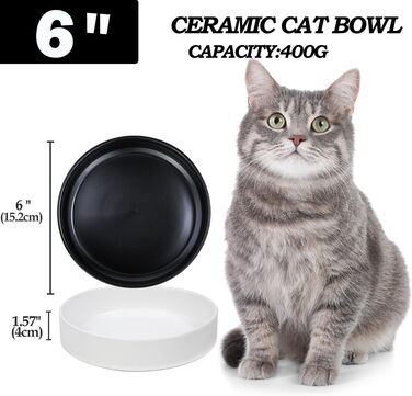 Котло propositions для котів та кошенят з кераміки, 15*4 см (чорний та білий)