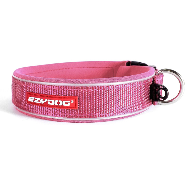 Нашийник для собак EzyDog, великий, середній, малий, середній, неопрен, водонепроникний, світловідбиваючий, рожевий (M, L 45-51 см)