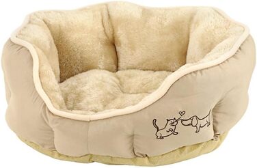 Крісло-лежанка для собак та котів Dehner Lieblinge Sammy, овальне, 57 x 52 x 14 см, поліестер, бежеве