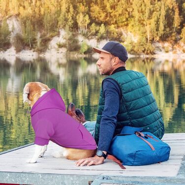 Пуловер для собак маленьких порід, теплий флісовий пуловер з капюшоном та кишенею (колір: коричневий, розмір S; фіолетовий, розмір M)