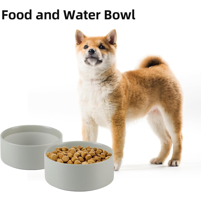 Керамічна годівниця для собак, 18,5 см, для середніх порід, неслизька, сіра (1,3 л)